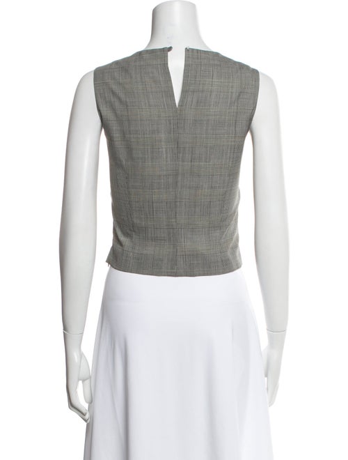 Lela Rose Wool Plaid Print Crop Top