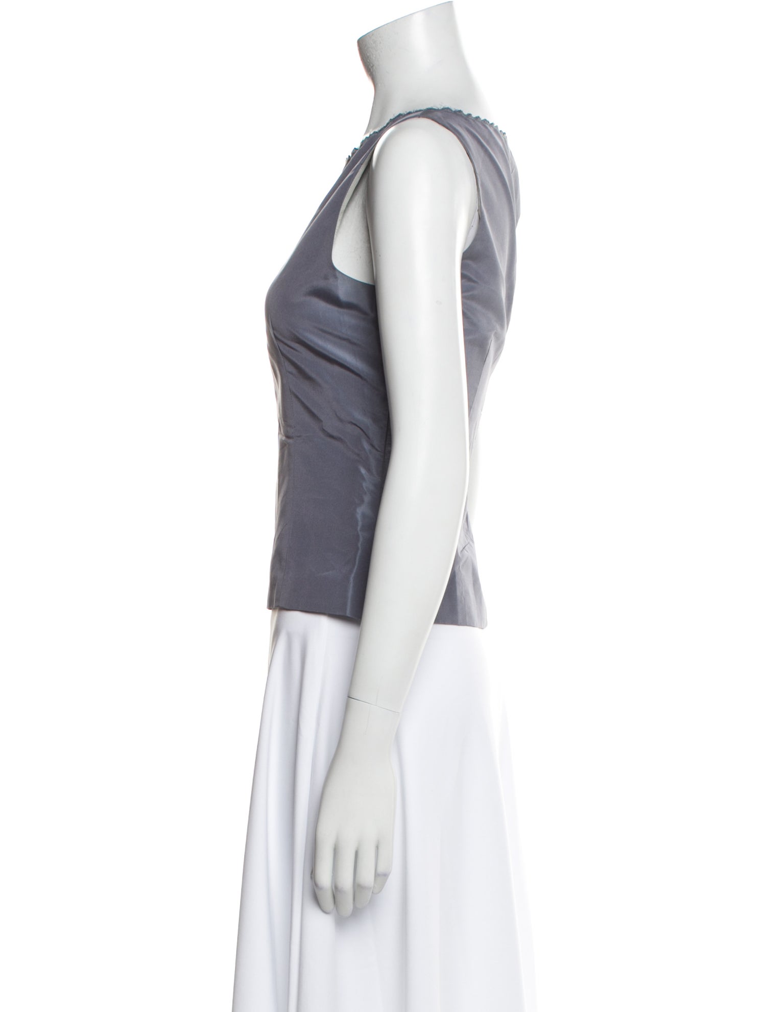 Lela Rose Silk Bateau Neckline Crop Top