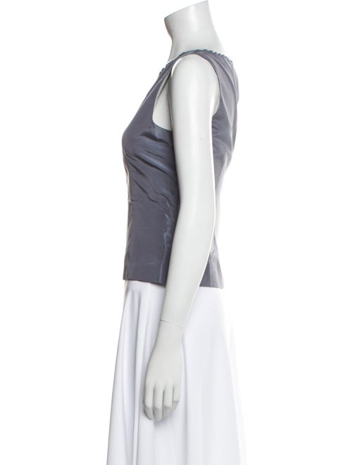 Lela Rose Silk Bateau Neckline Crop Top