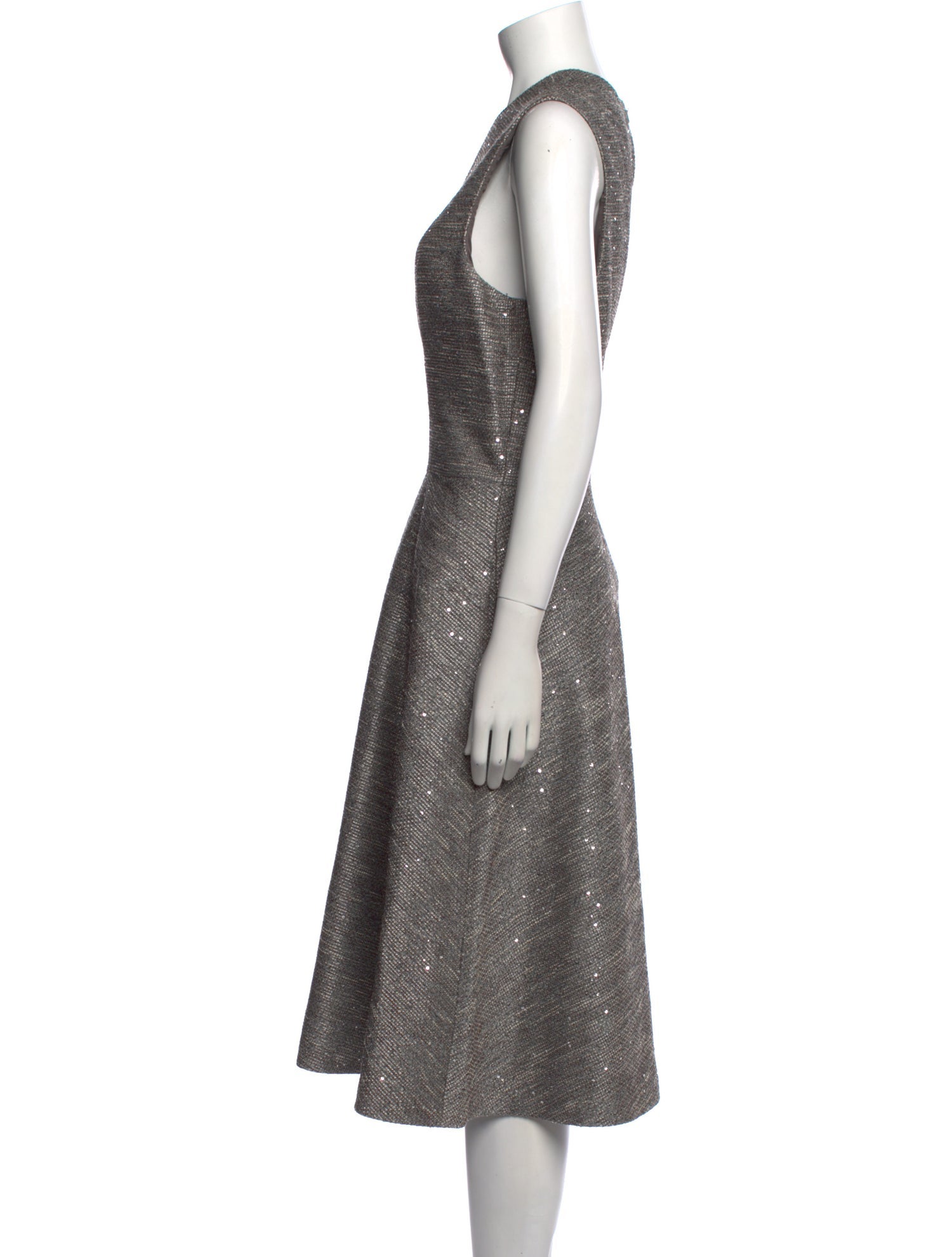 Lela Rose Crew Neck Midi Length Dress