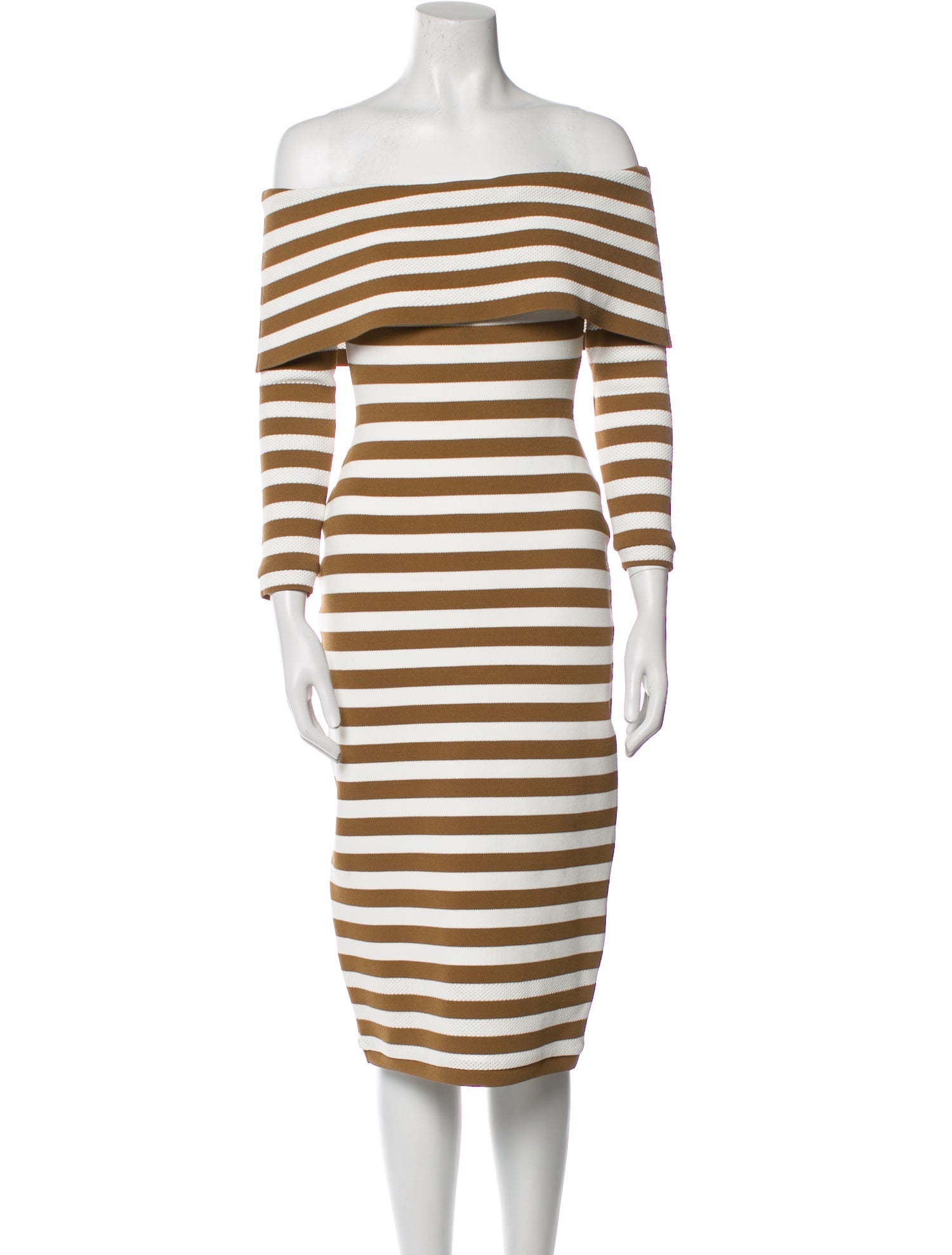 Lela Rose Striped Midi Length Dress