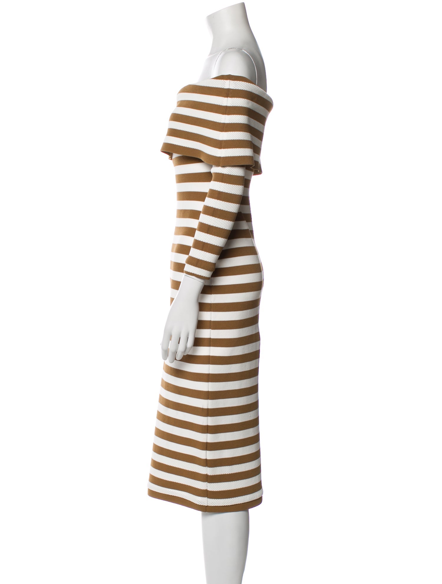 Lela Rose Striped Midi Length Dress