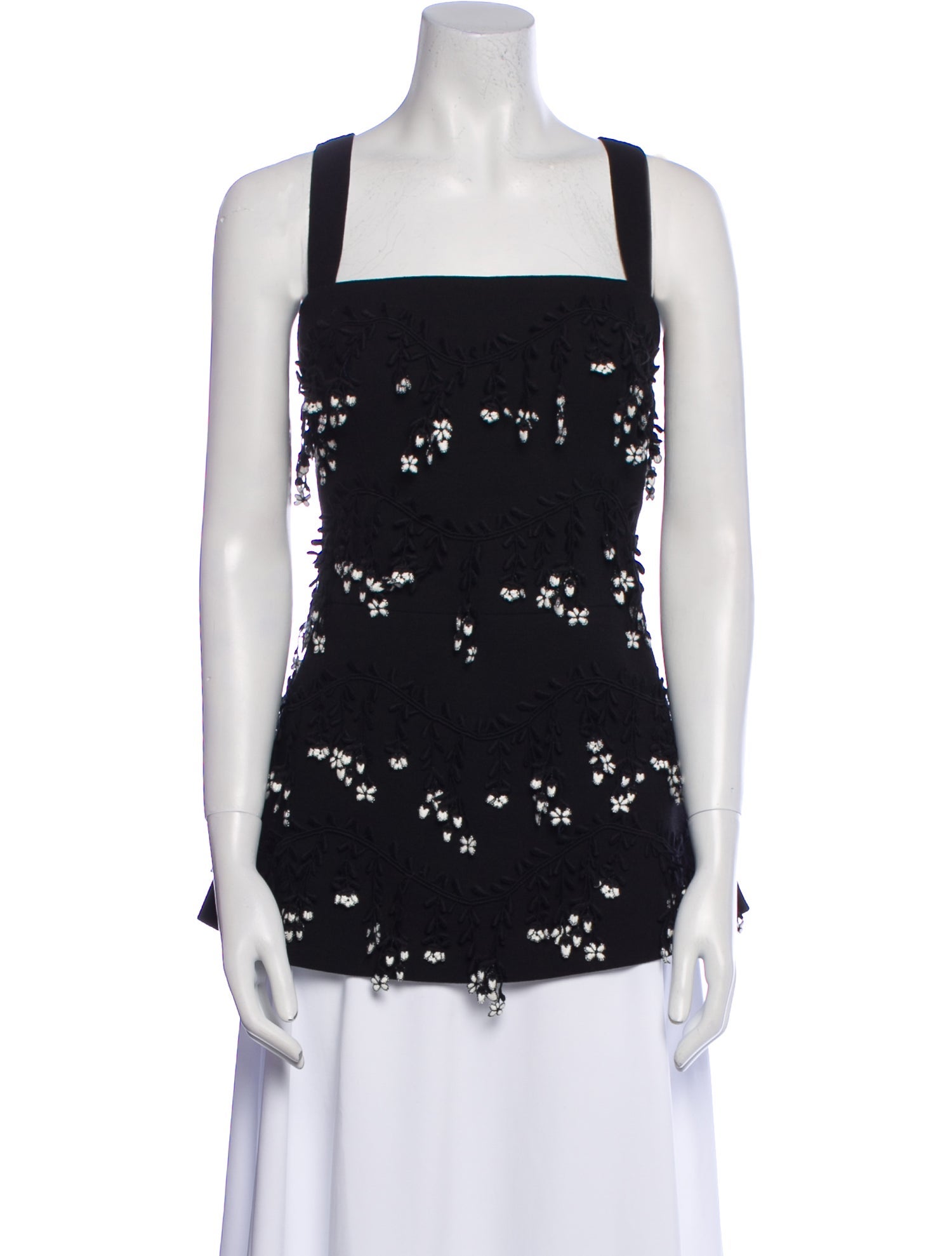 Lela Rose Printed Square Neckline Top