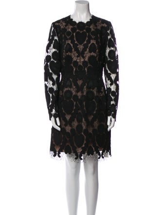 Lela Rose Lace Pattern Knee-Length Dress