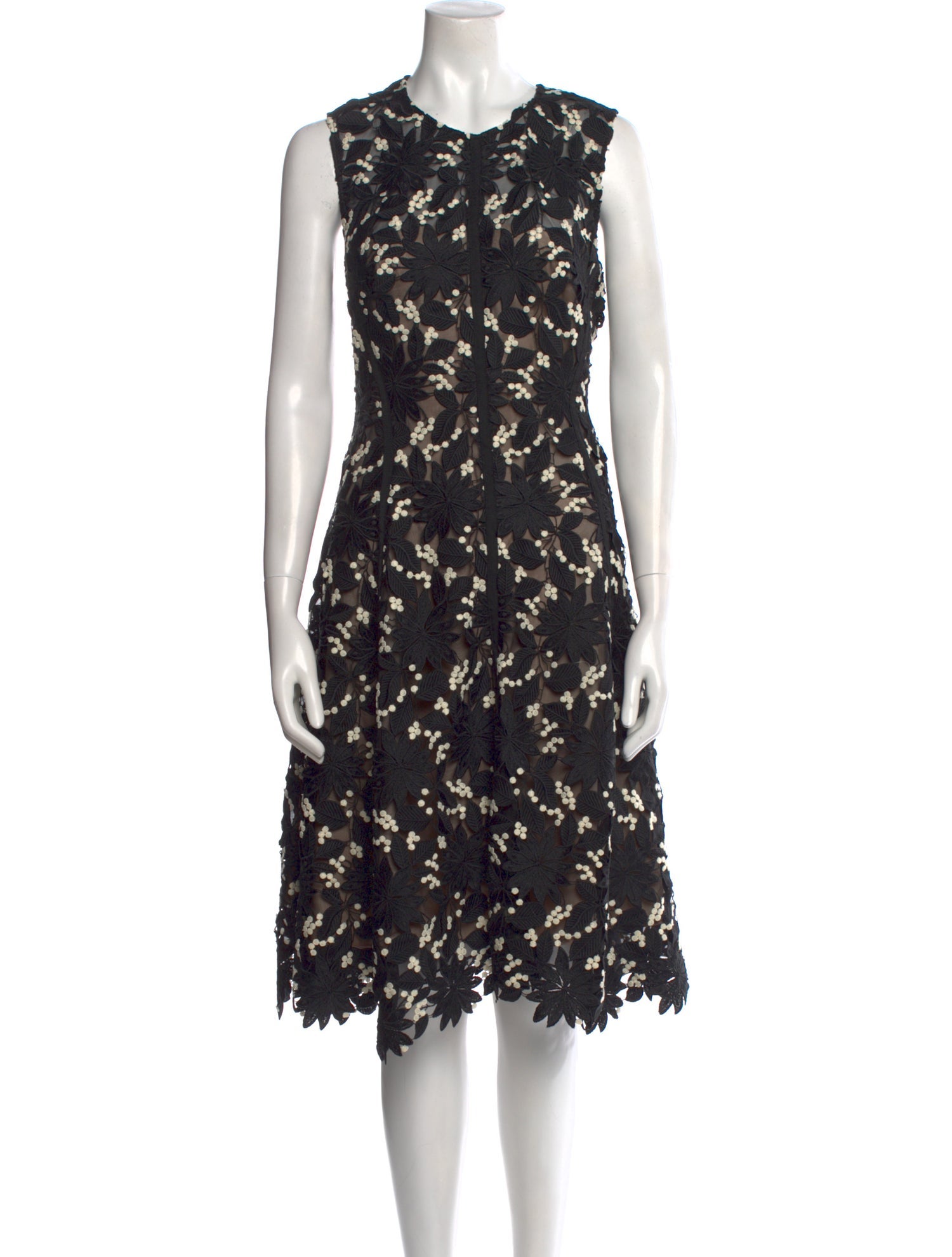 Lela Rose Lace Pattern Midi Length Dress