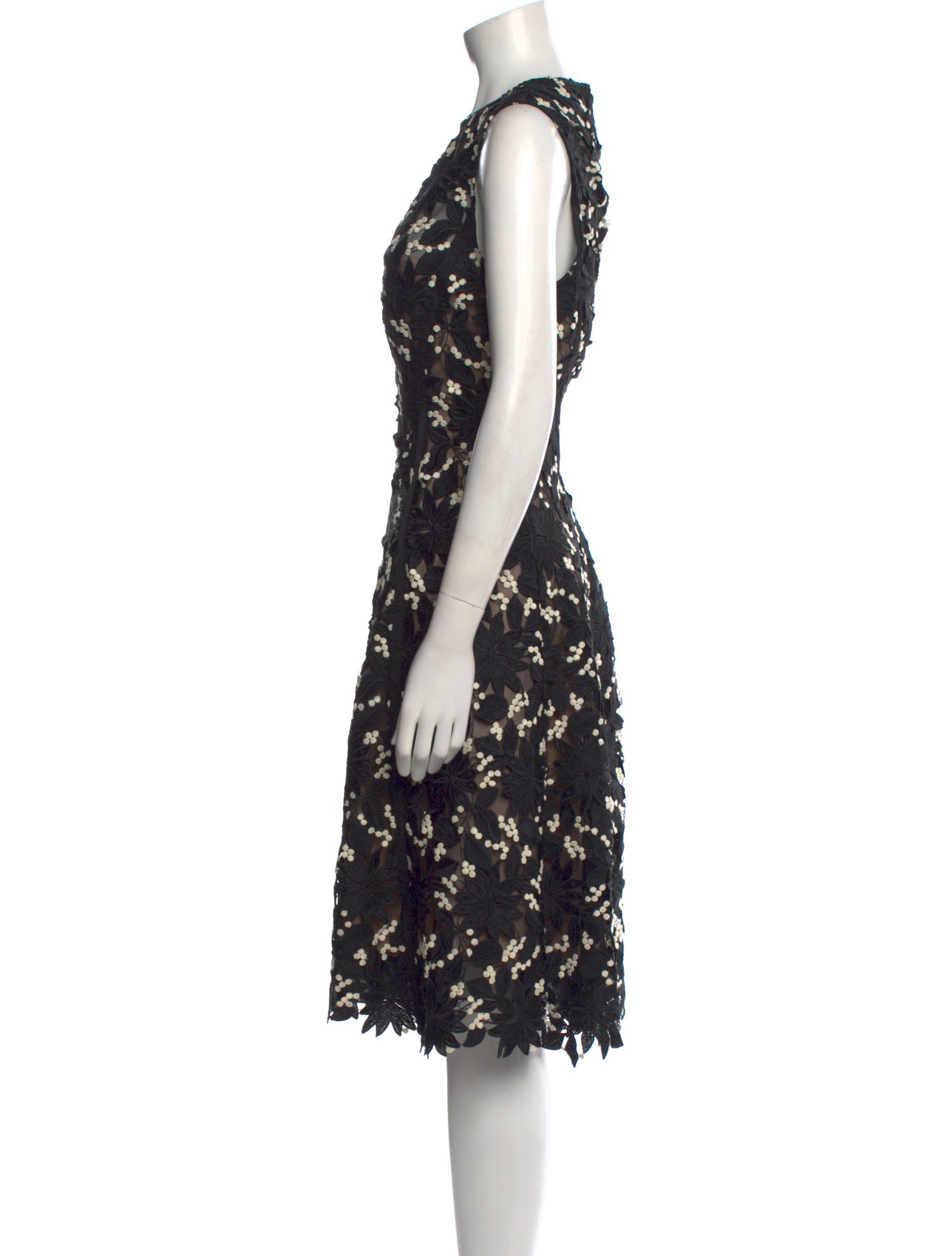 Lela Rose Lace Pattern Midi Length Dress