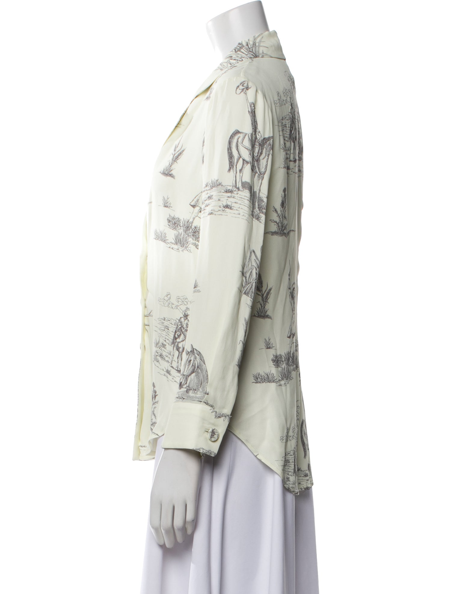 Lela Rose Silk Floral Print Button-Up Top w/ Tags