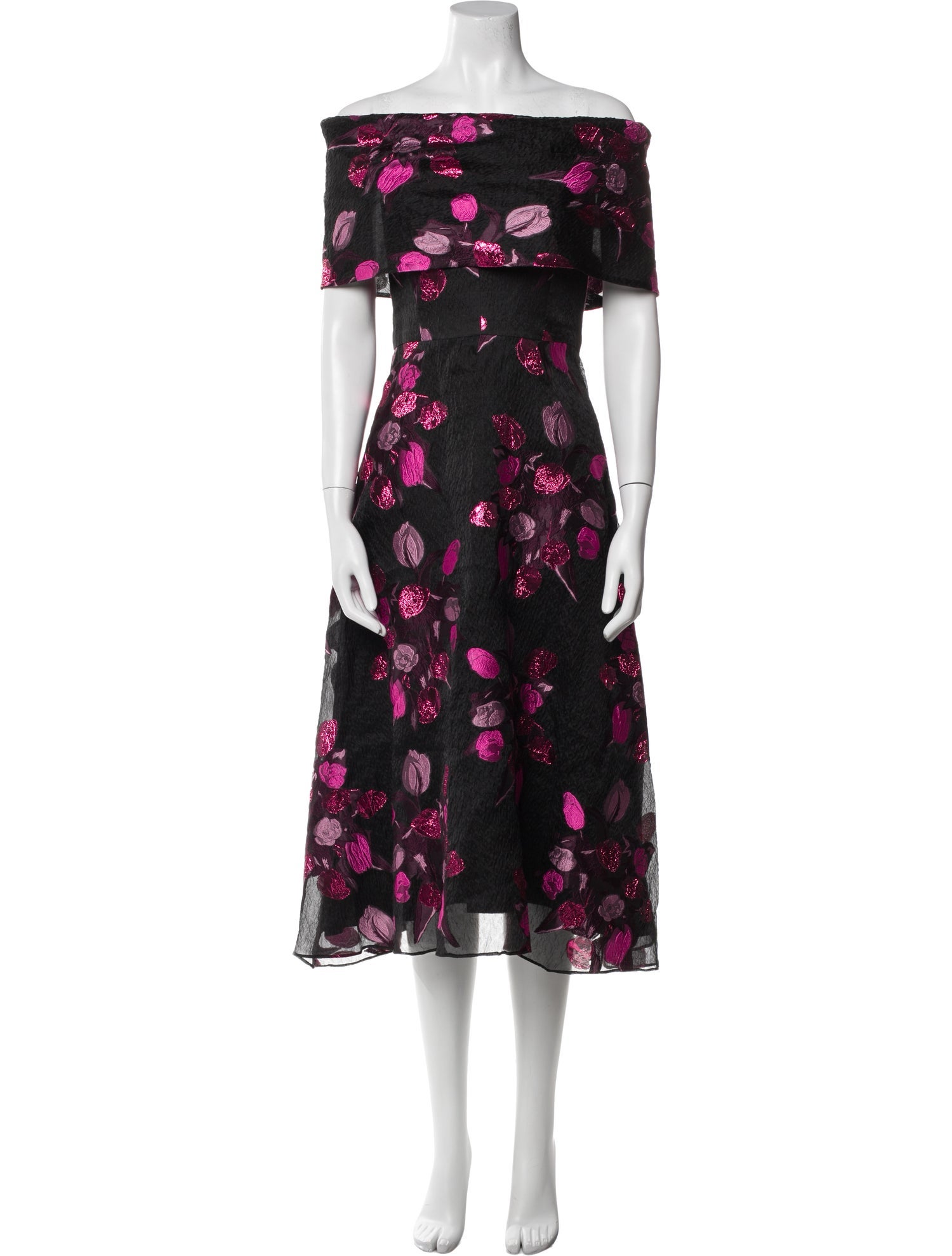 Lela Rose Floral Print Midi Length Dress w/ Tags
