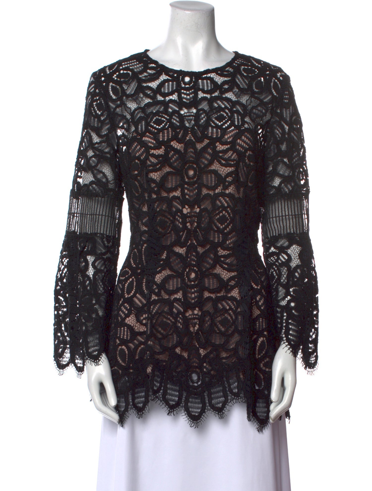 Lela Rose Lace Pattern Crew Neck Blouse w/ Tags