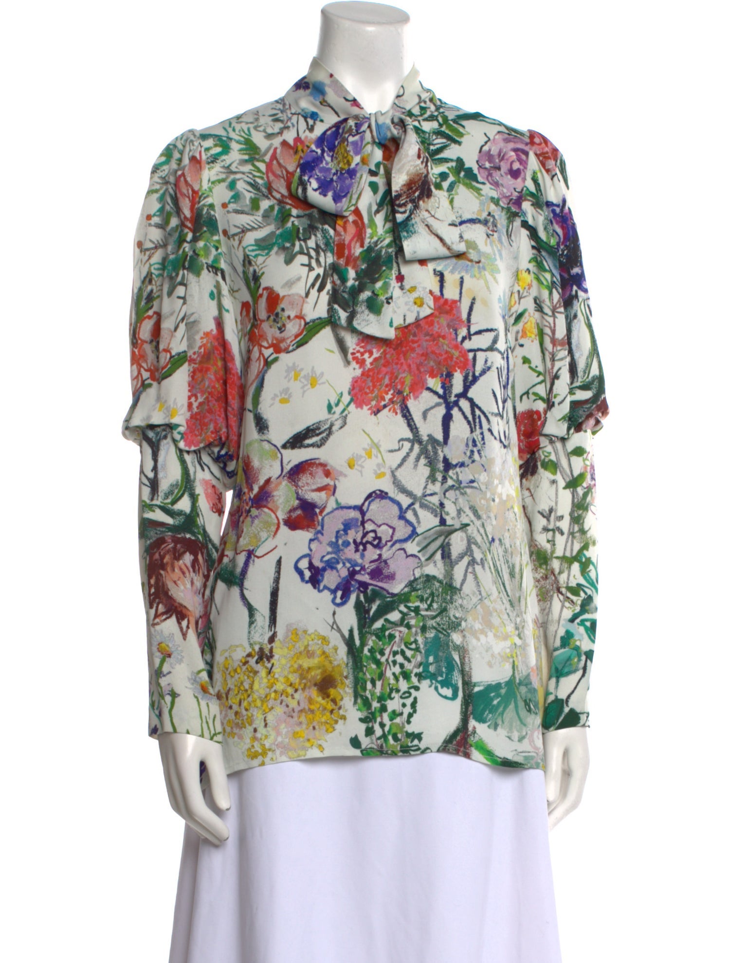 Lela Rose Floral Print Long Sleeve Button-Up Top