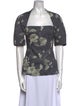 Lela Rose Printed Square Neckline Top