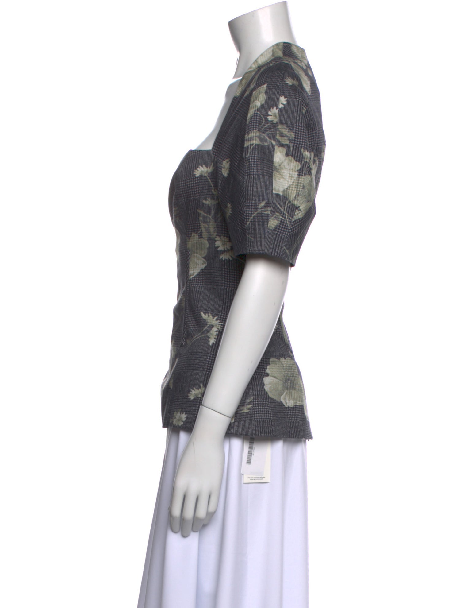 Lela Rose Printed Square Neckline Top