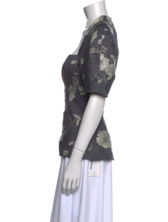 Lela Rose Printed Square Neckline Top