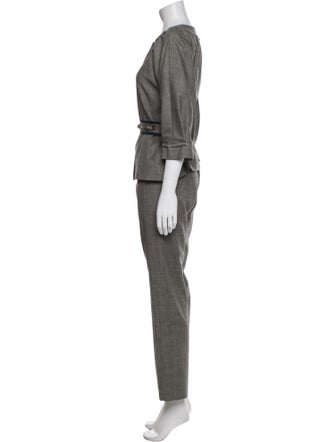 Lela Rose Wool Crystal Embellishments Pant Set