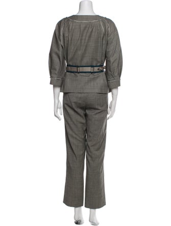 Lela Rose Wool Crystal Embellishments Pant Set