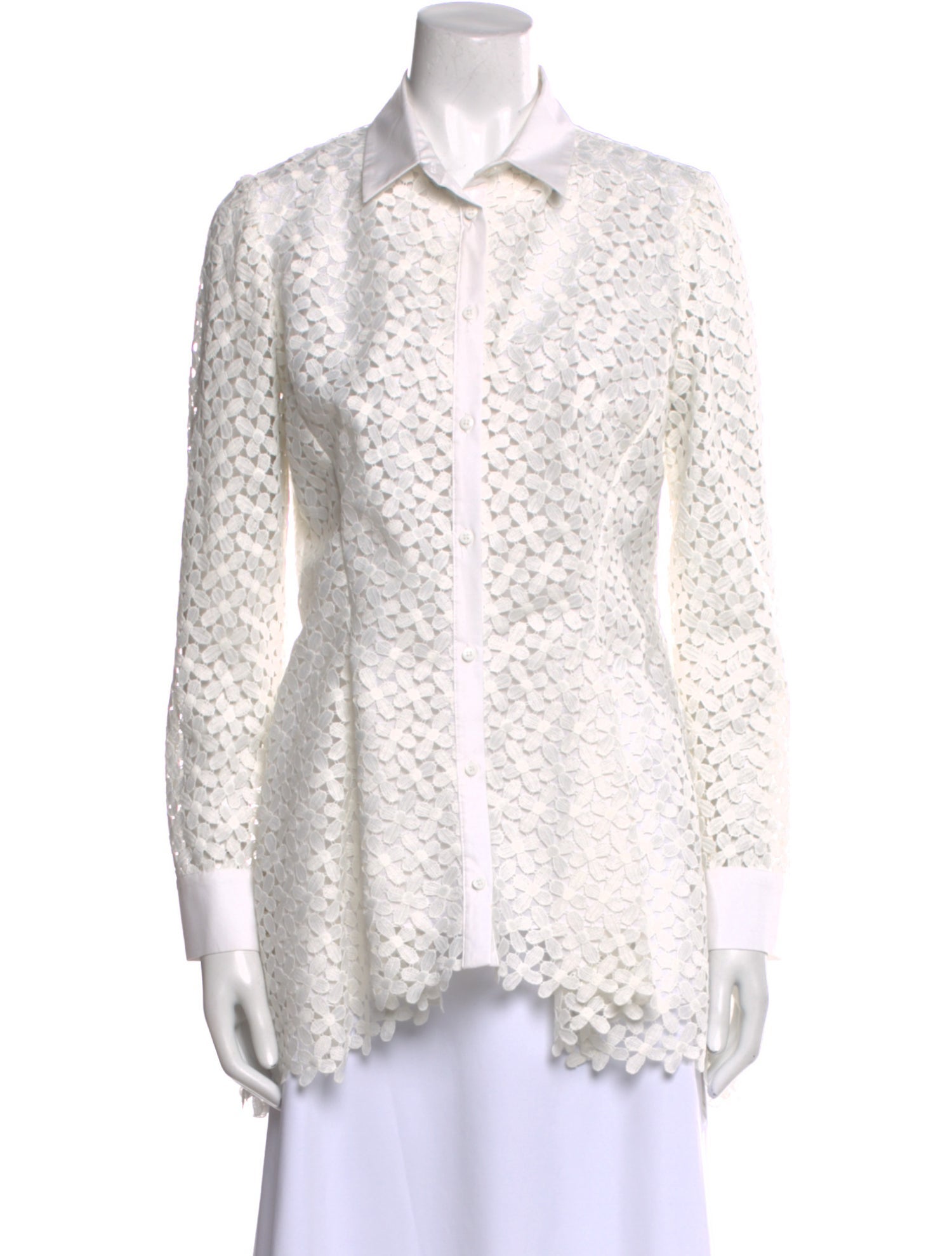 Lela Rose Lace Pattern Long Sleeve Tunic