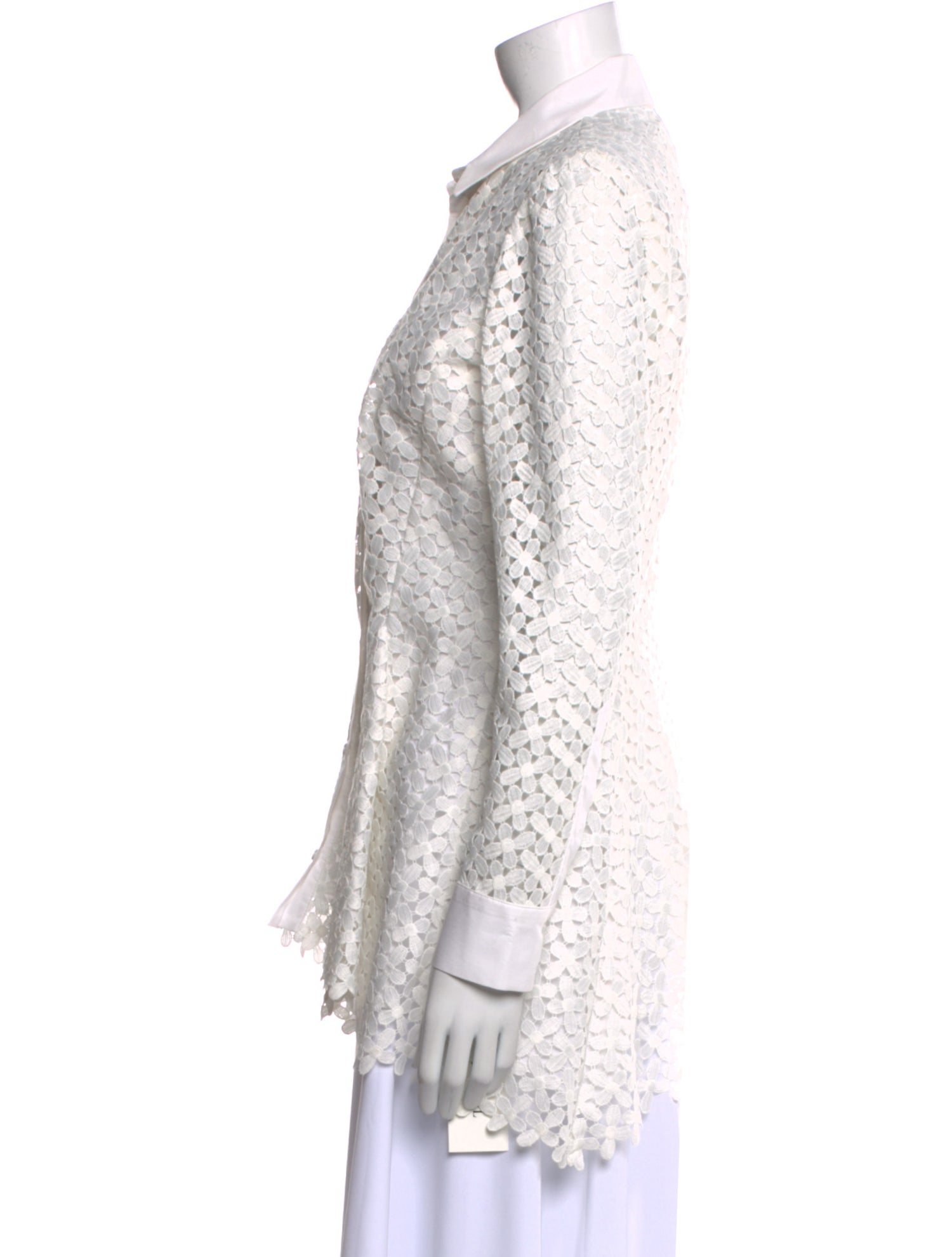 Lela Rose Lace Pattern Long Sleeve Tunic