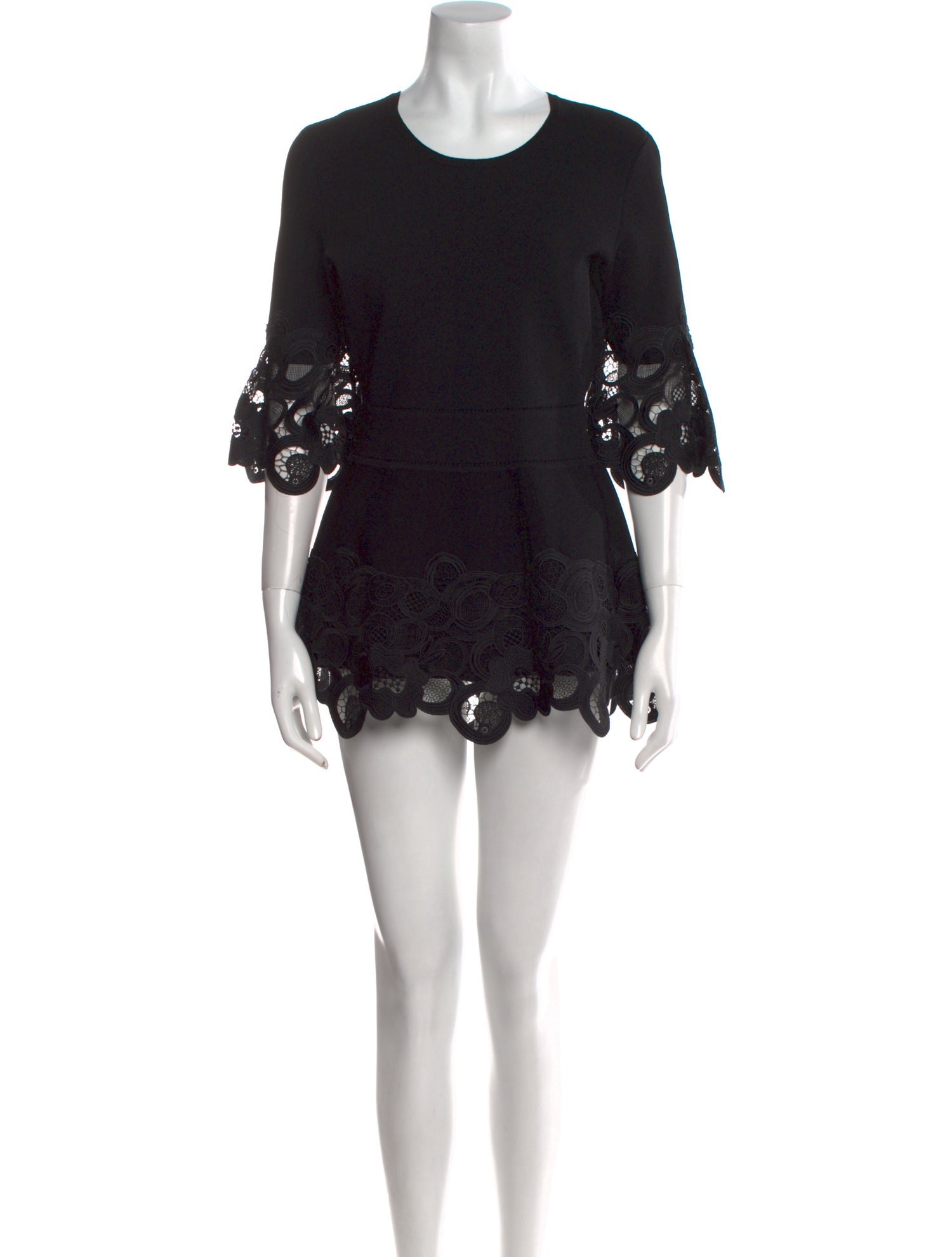 Lela Rose Crew Neck Mini Dress