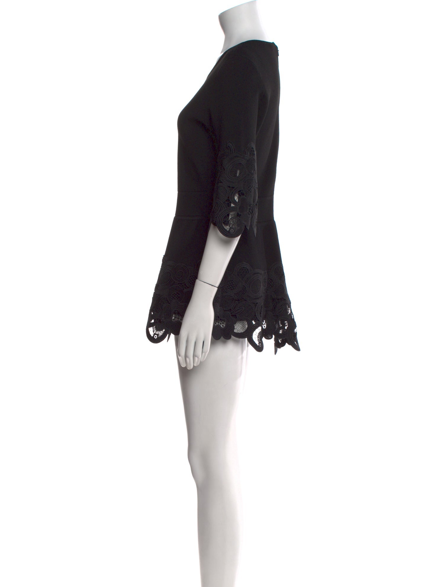 Lela Rose Crew Neck Mini Dress