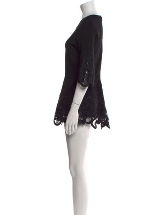 Lela Rose Crew Neck Mini Dress