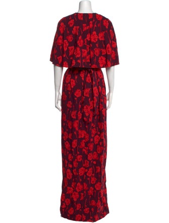 Lela Rose Floral Print Long Dress