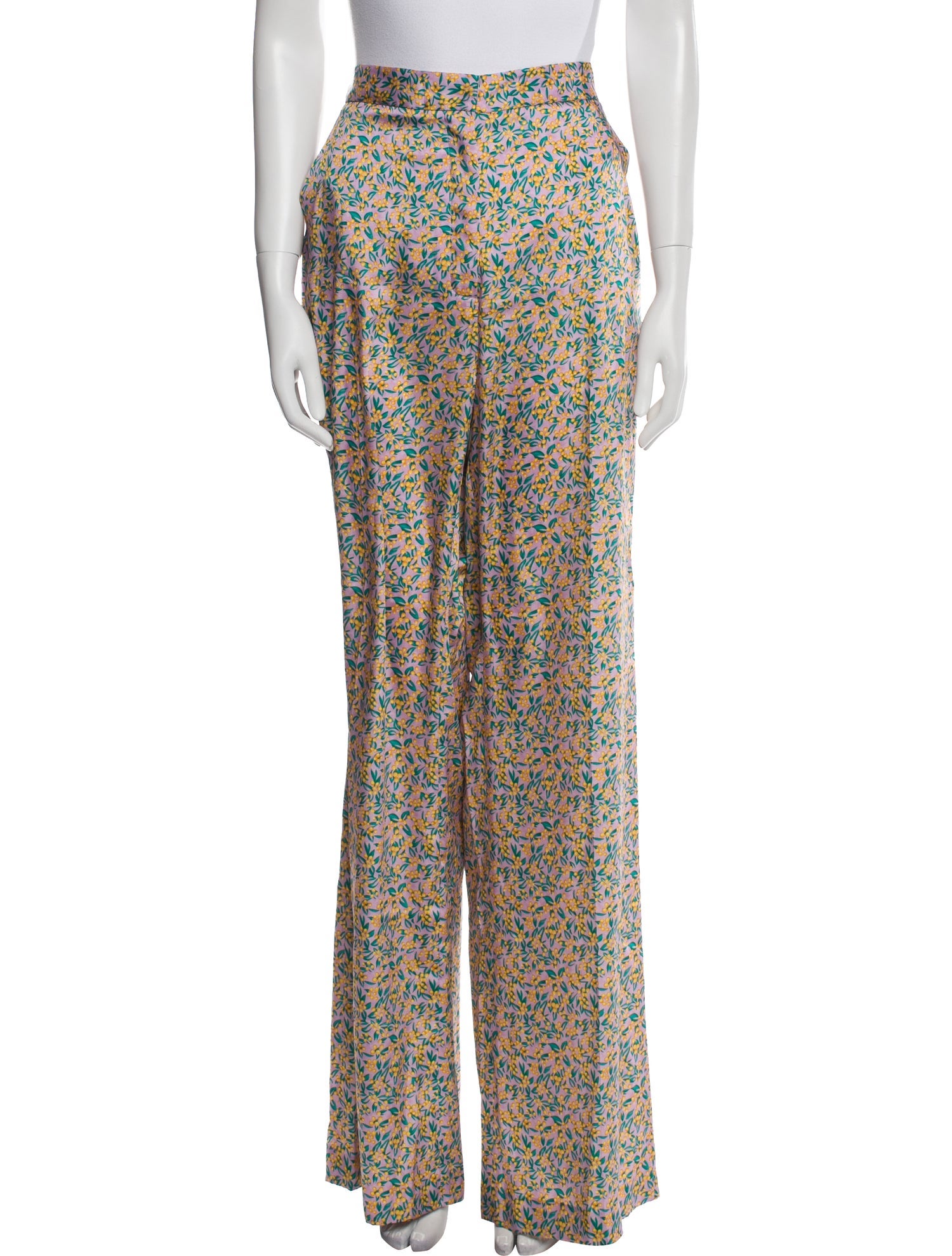 Lela Rose Floral Print Wide Leg Pants