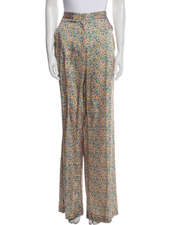 Lela Rose Floral Print Wide Leg Pants