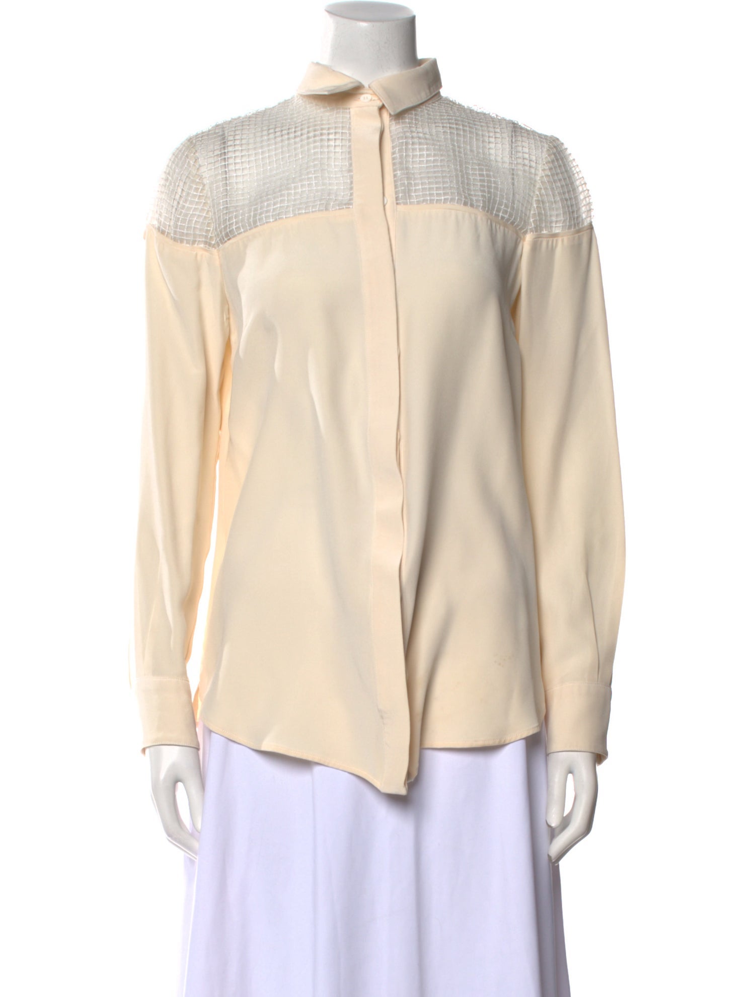 Lela Rose Silk Mock Neck Blouse