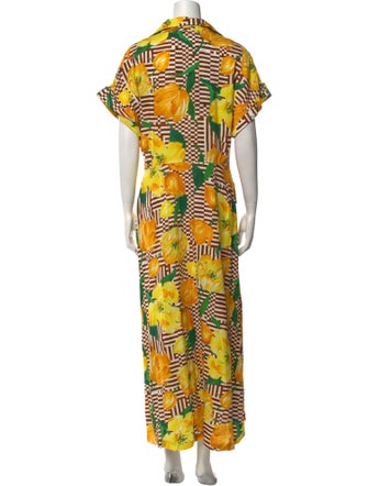 Lela Rose Printed Long Dress