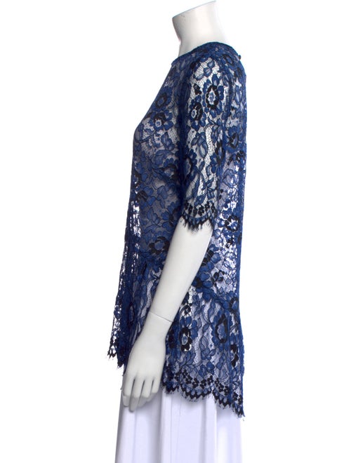 Lela Rose Lace Pattern Crew Neck Top