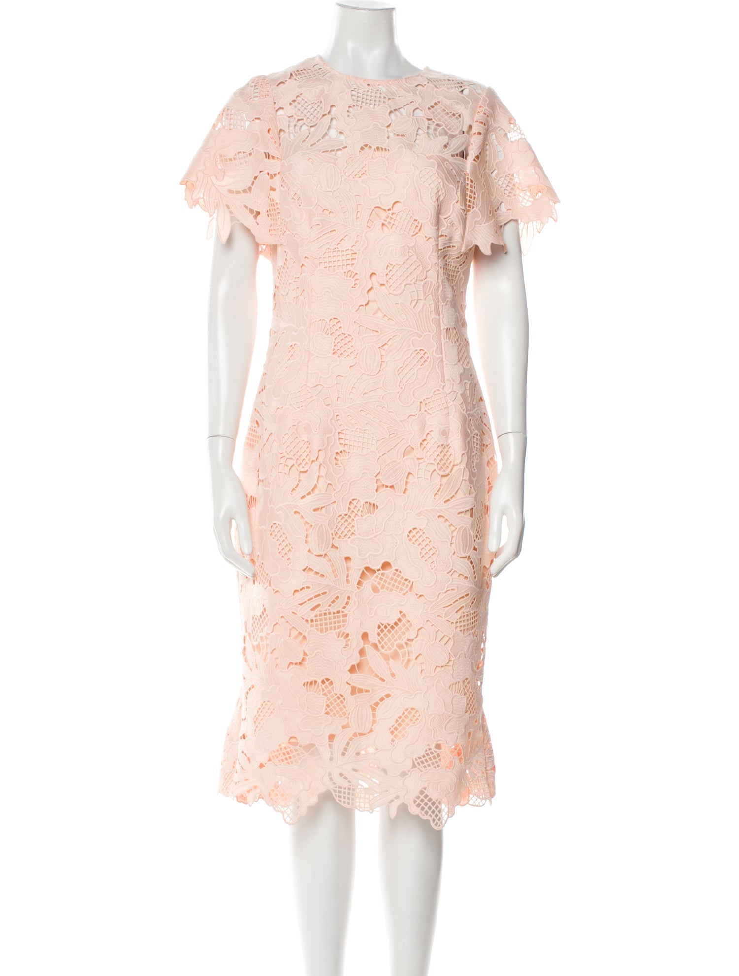 Lela Rose Lace Pattern Midi Length Dress
