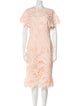 Lela Rose Lace Pattern Midi Length Dress