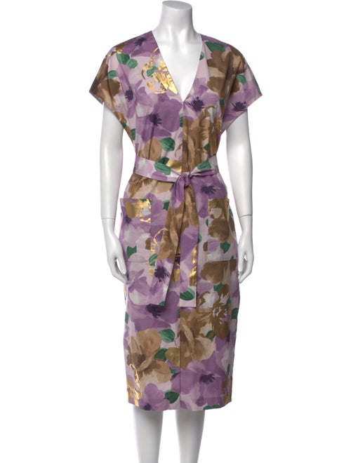 Lela Rose Floral Print Midi Length Dress