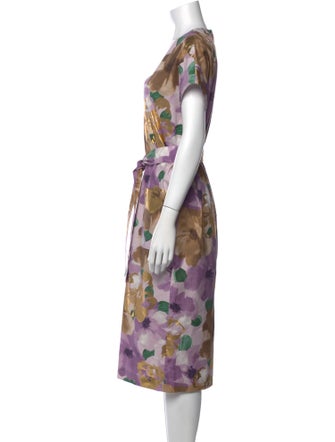 Lela Rose Floral Print Midi Length Dress