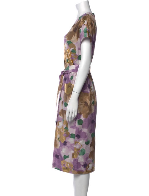 Lela Rose Floral Print Midi Length Dress