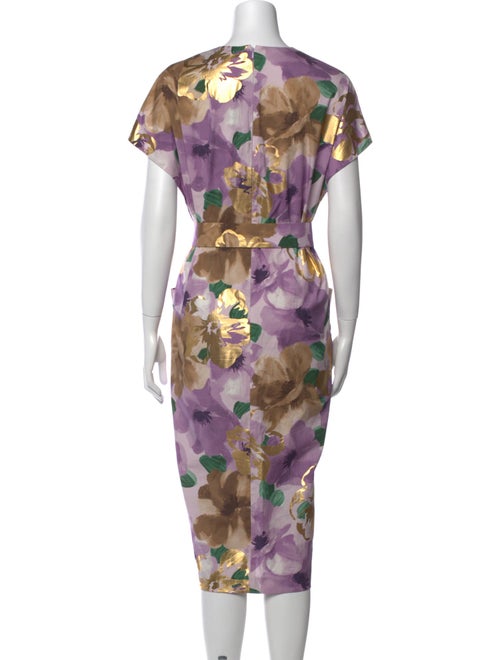 Lela Rose Floral Print Midi Length Dress