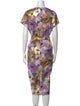 Lela Rose Floral Print Midi Length Dress