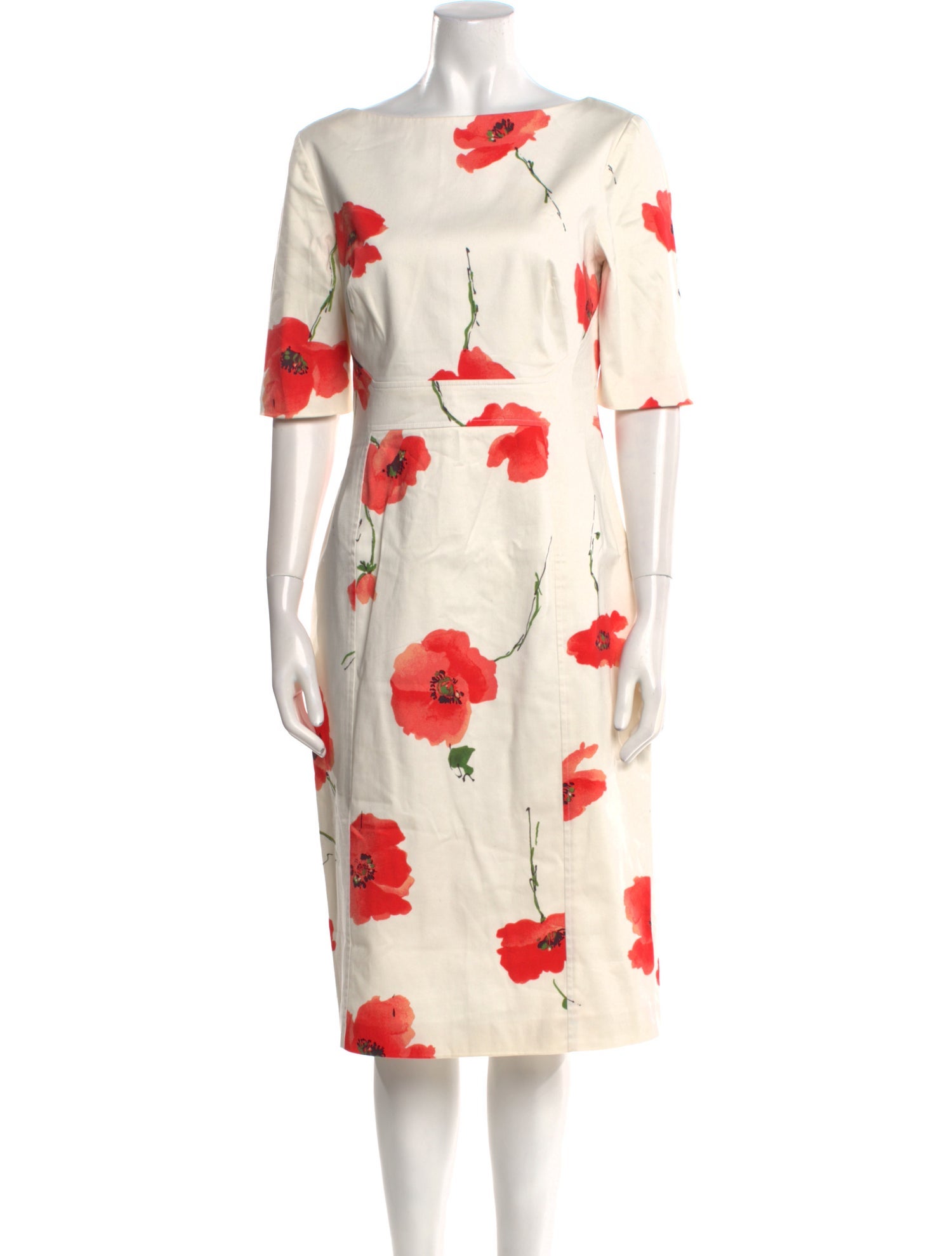 Lela Rose Floral Print Midi Length Dress