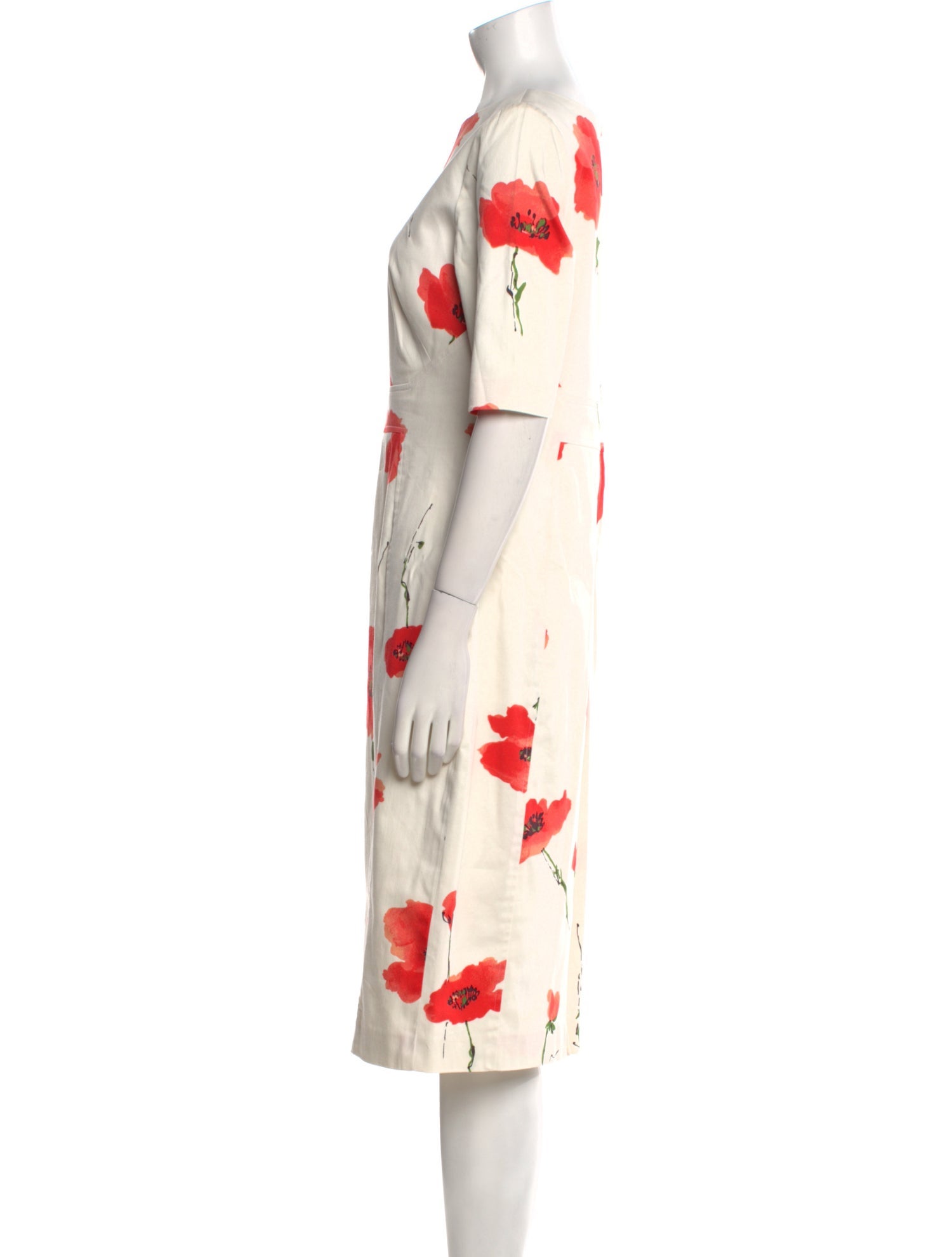 Lela Rose Floral Print Midi Length Dress