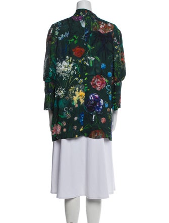 Lela Rose Floral Print Tie Neck Tunic