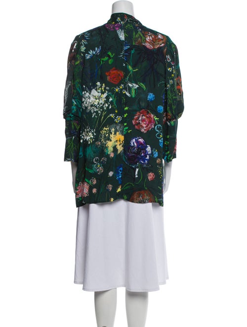 Lela Rose Floral Print Tie Neck Tunic