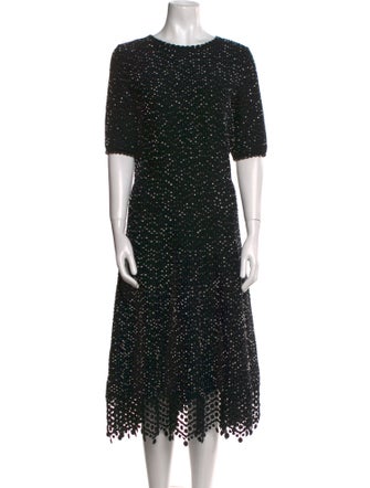 Lela Rose Polka Dot Print Long Dress