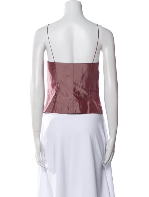 Lela Rose Silk Square Neckline Crop Top