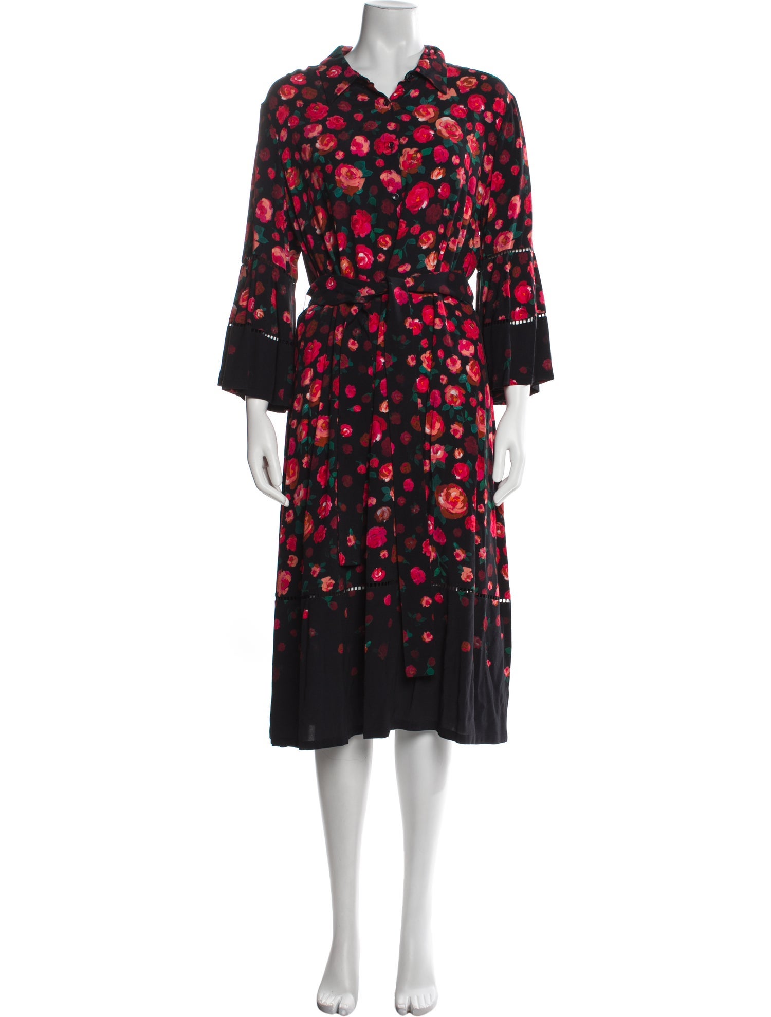 Lela Rose Floral Print Midi Length Dress
