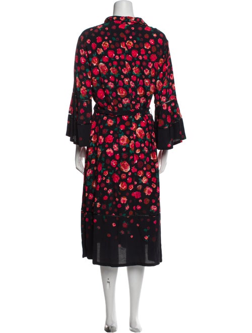 Lela Rose Floral Print Midi Length Dress