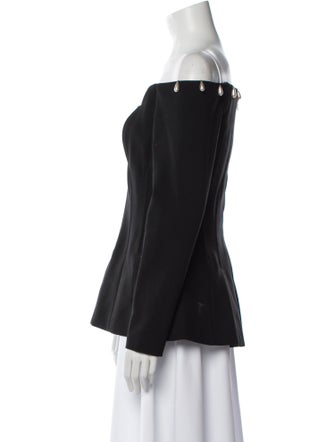 Lela Rose Linen Off-The-Shoulder Blouse