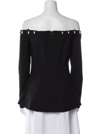 Lela Rose Linen Off-The-Shoulder Blouse