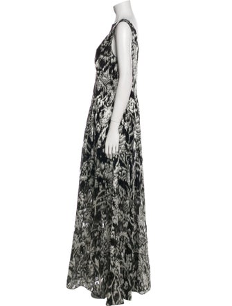 Lela Rose Floral Print Long Dress