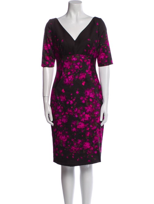 Lela Rose Floral Print Knee-Length Dress