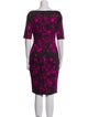 Lela Rose Floral Print Knee-Length Dress